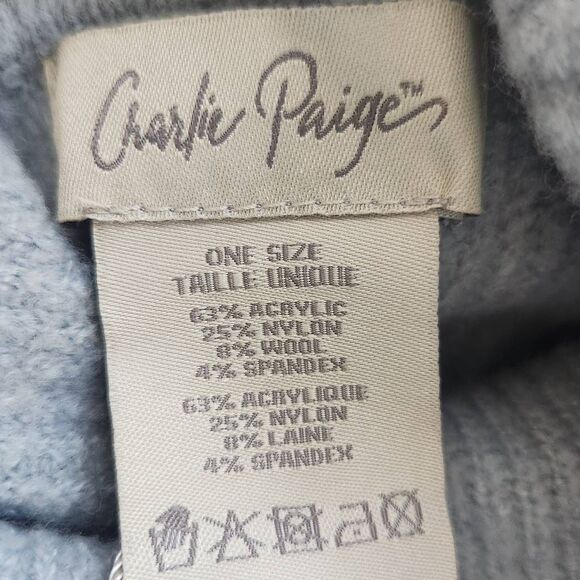 Charlie Paige Gray Turtleneck Poncho Sweater NWT One Size Gray Poncho - Picture 7 of 9